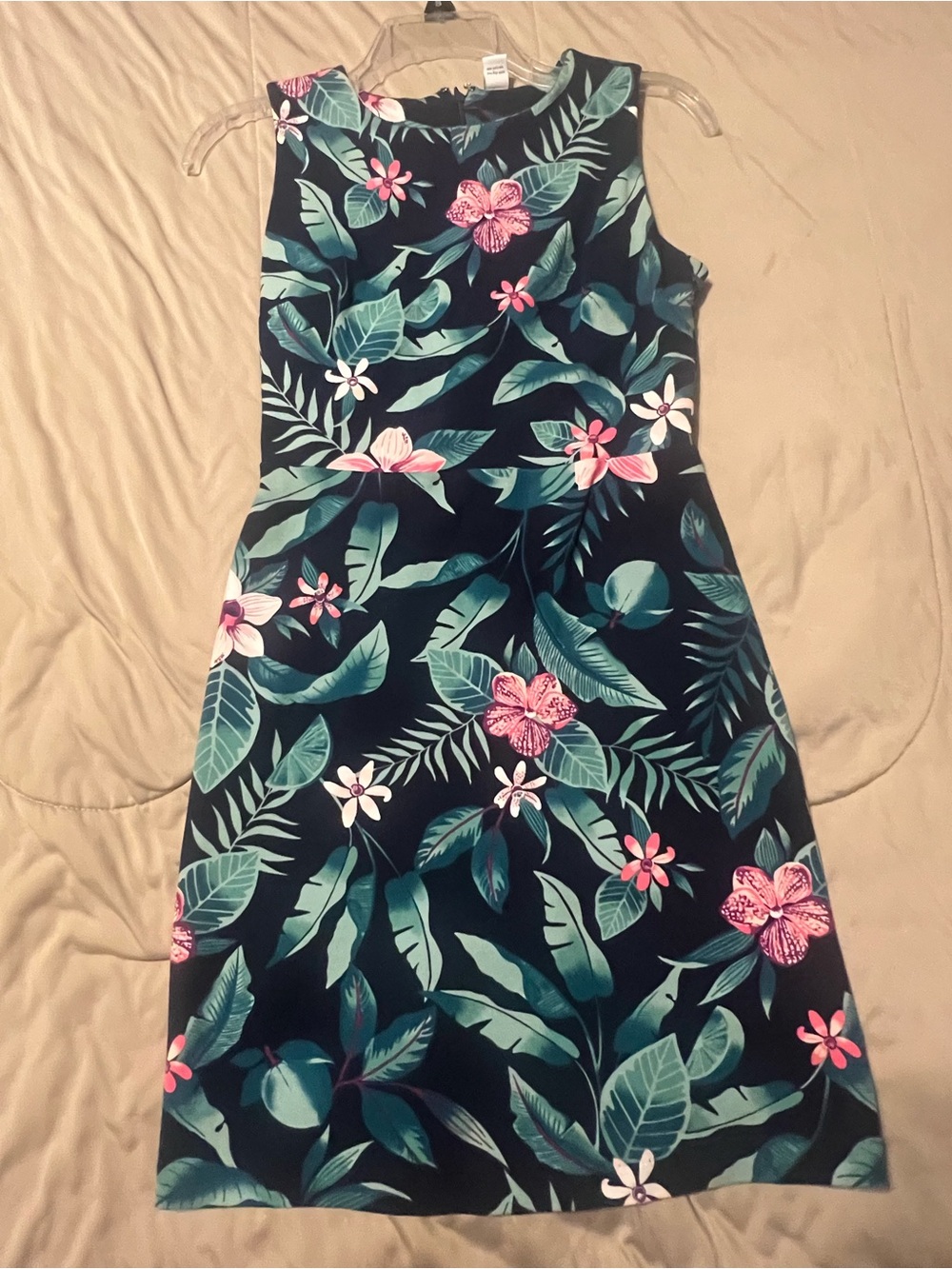 Old Navy Navy Tropical Floral Dress with Teal and Pink